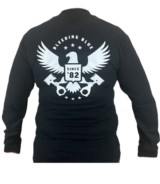 BluePrint Engines Black Bleeding Blue Long Sleeve Shirt