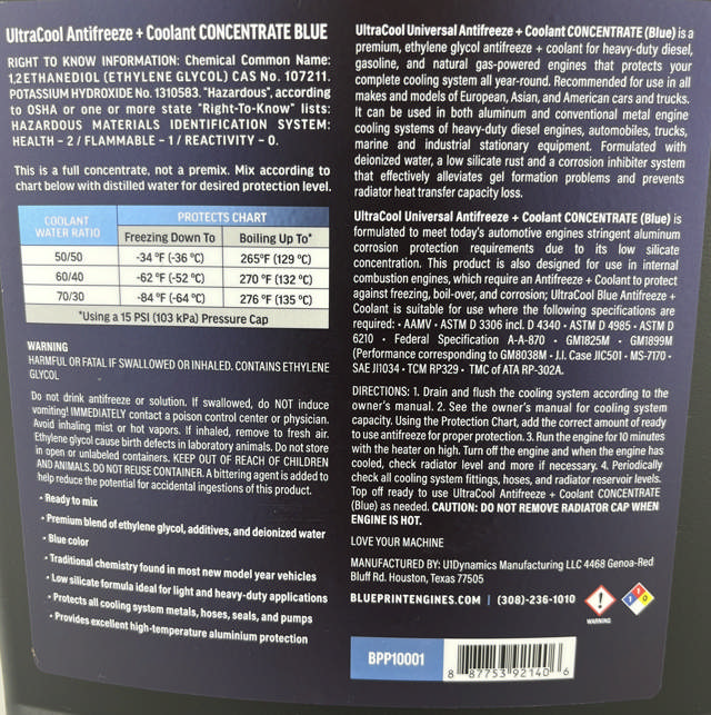 BLUEPRINT ENGINES TRUEBLUE PERFORMANCE Engine Coolant / Antifreeze