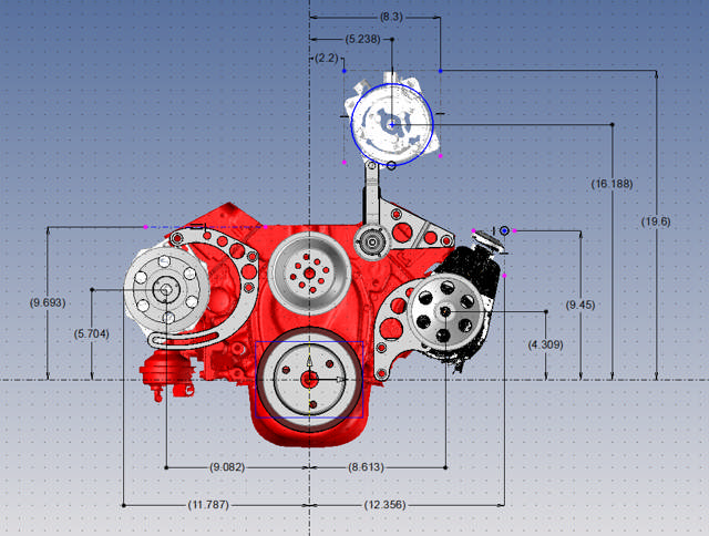 SBC FRONT ACCESSORY DRIVE - DUAL-BELT QUICK SERPENTINE W/ ALT - PS - WP - AC - BRACKETS - BOLTS