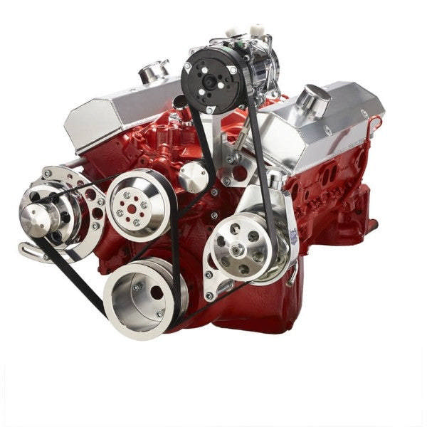SBC FRONT ACCESSORY DRIVE - DUAL-BELT QUICK SERPENTINE W/ ALT - PS - WP - AC - BRACKETS - BOLTS