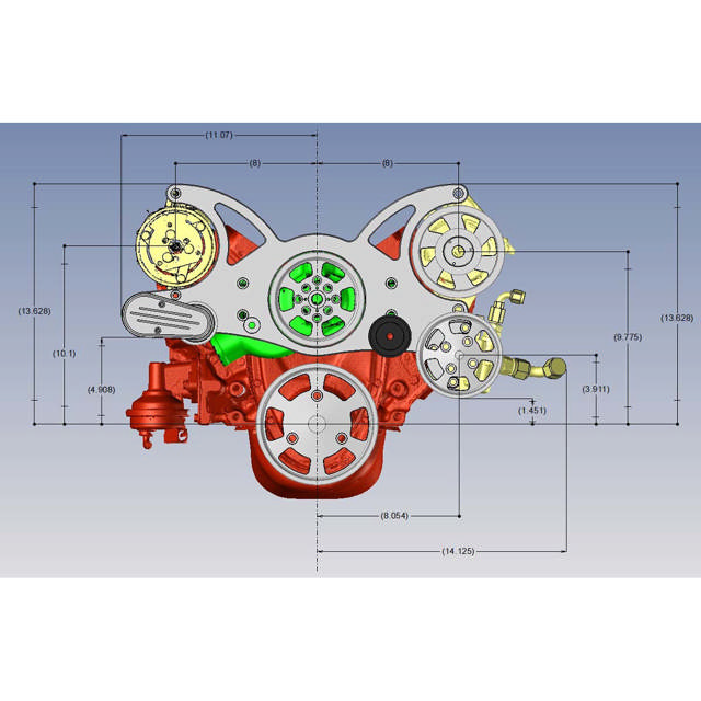 SBC FRONT ACCESSORY DRIVE - FULL SERPENTINE W/ ALT - PS - WP - AC - BRACKETS - BOLTS