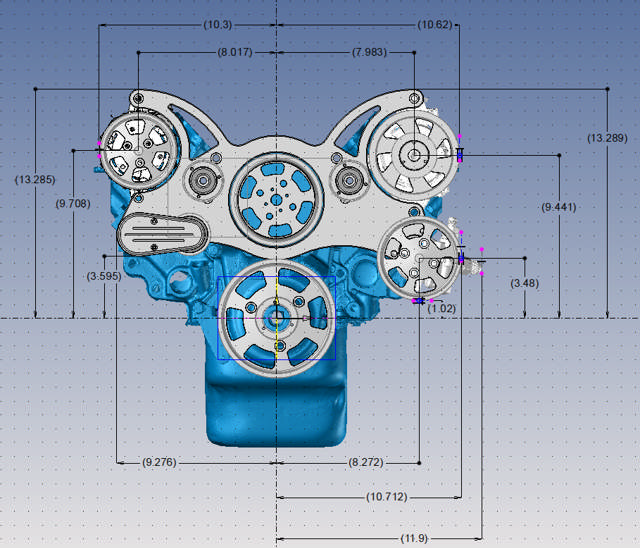 Chrysler SB Compatible Front Accessory Drive - Full Serpentine with Alternator | AC | Power Steering | Water Pump | Brackets and Bolts