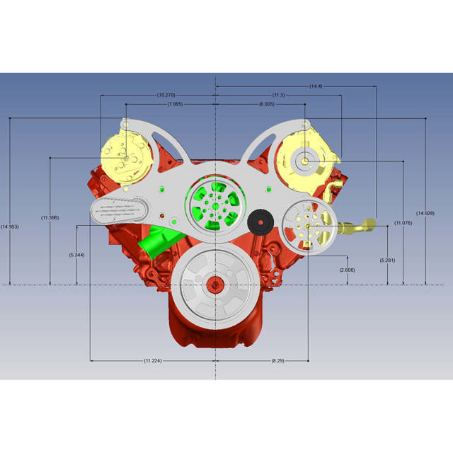 BBC (STD/TALL DECK) FRONT ACCESSORY DRIVE - FULL SERPENTINE W/ ALT - PS - WP - AC - BRACKETS - BOLTS