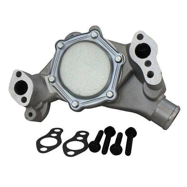 ALUMINUM MECHANICAL WATER PUMP - CHEVY SB - LONG - STANDARD ROTATION - SATIN