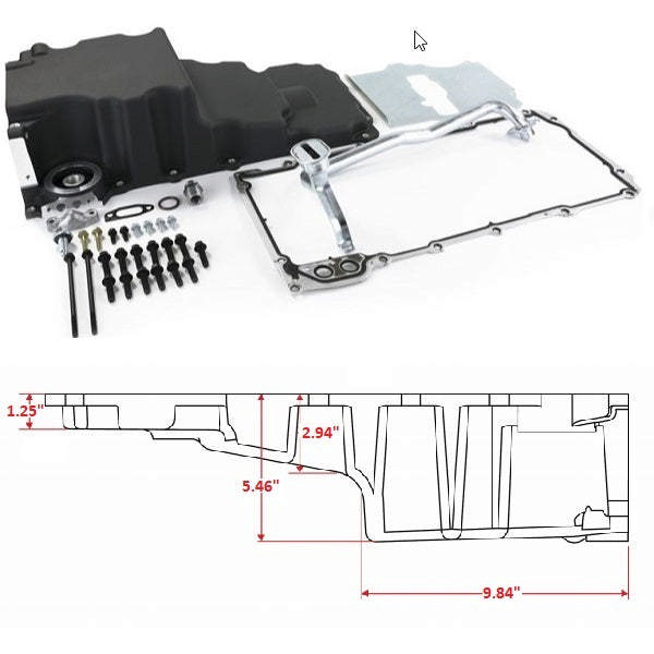 LS OIL PAN SWAP KIT - LOW PROFILE OIL PAN KIT FOR HOTROD / MUSCLE CAR ENGINE SWAP - BLACK