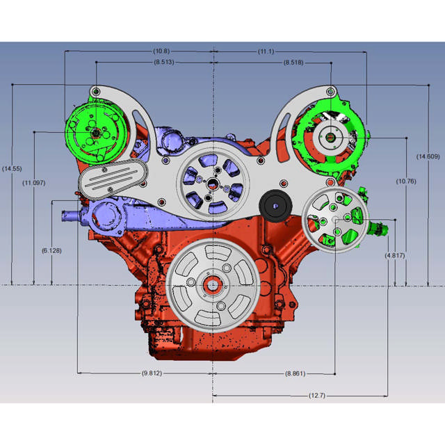 LS FRONT ACCESSORY DRIVE - FULL SERPENTINE W/ ALT - PS - WP - AC - BRACKETS - BOLTS