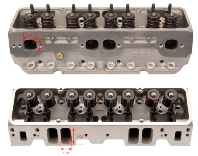 SB CHEVY ALUMINUM CYLINDER HEAD - 195CC - ASSEMBLED (SOLD AS A PAIR)