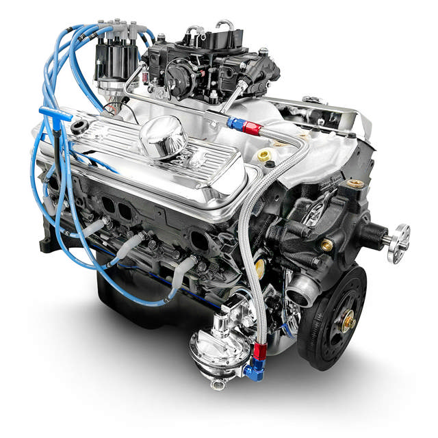 BluePrint Engines GM Marine Small Block Compatible 350 c.i. Engine - 350 Horsepower - Base Dressed - Carbureted
